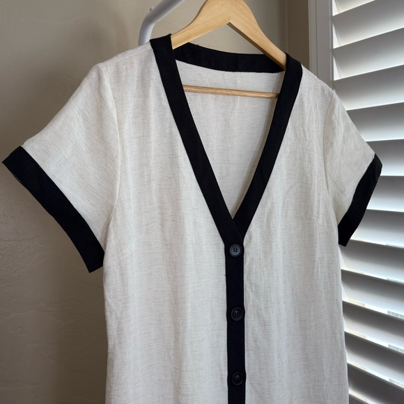 Commense Apricot Black Contrast Trim Button Front Maxi Dress XL NWT Beige - Picture 7 of 13